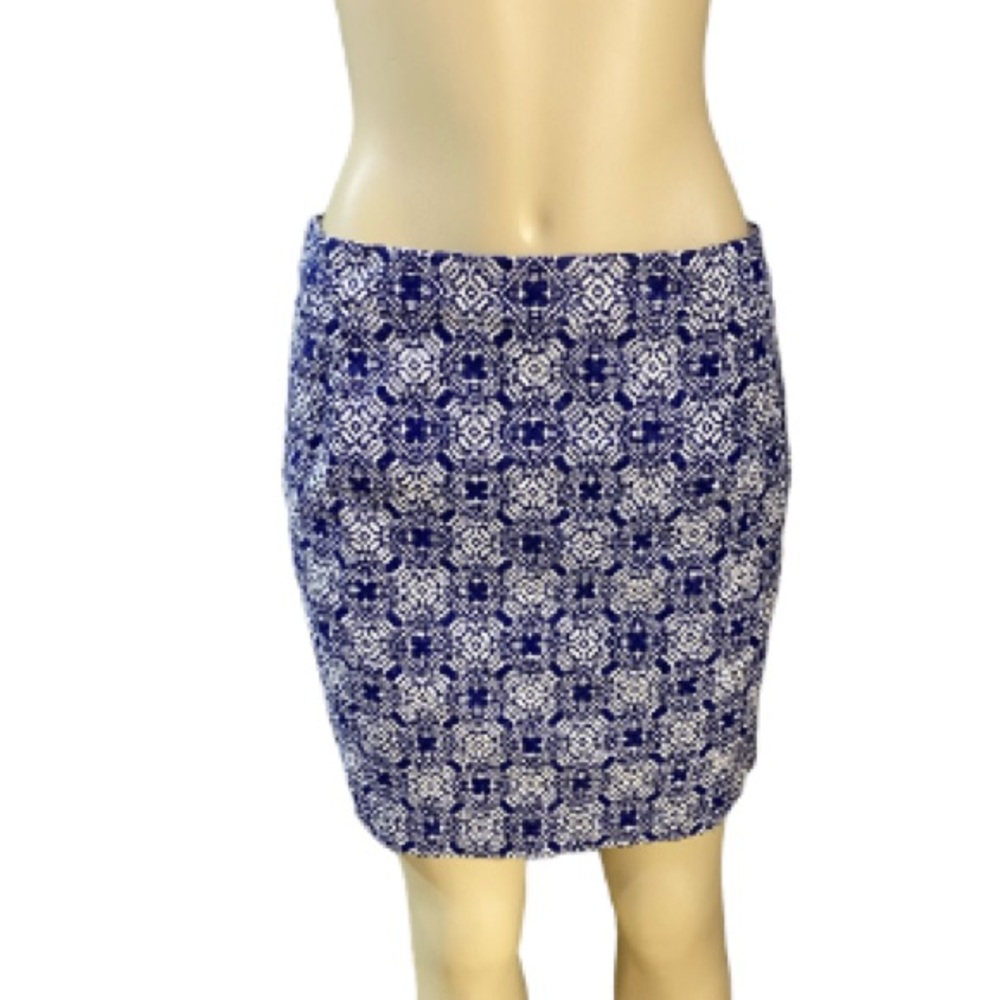 Jcrew Blue & White printed lined mini skirt size 6